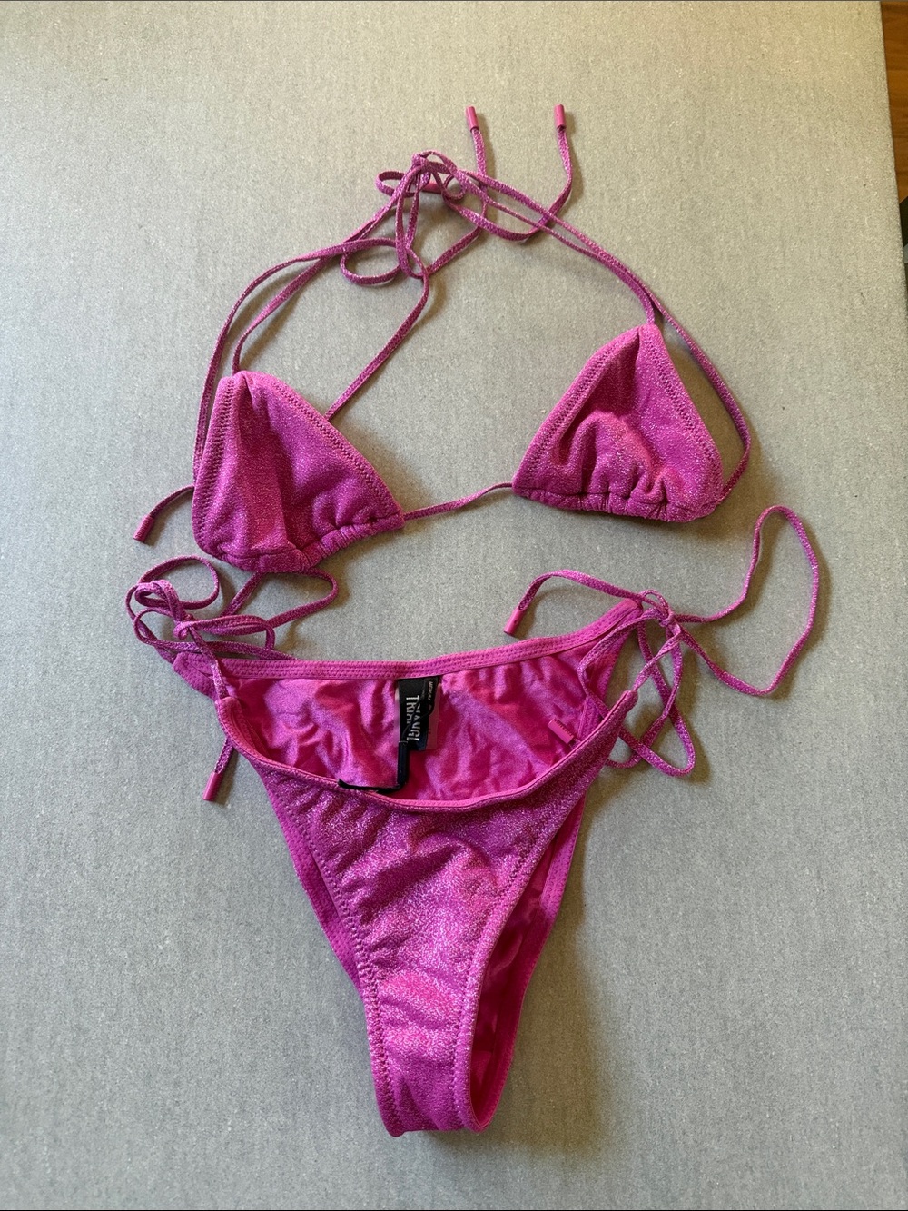 triangl swimwear Hot Pink Textured Triangle Bikini
